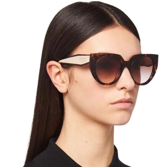 NEW Prada PR14WS 01R0A6 Tortoise Brown Gradient Oversized Women Sunglasses - Picture 1 of 13